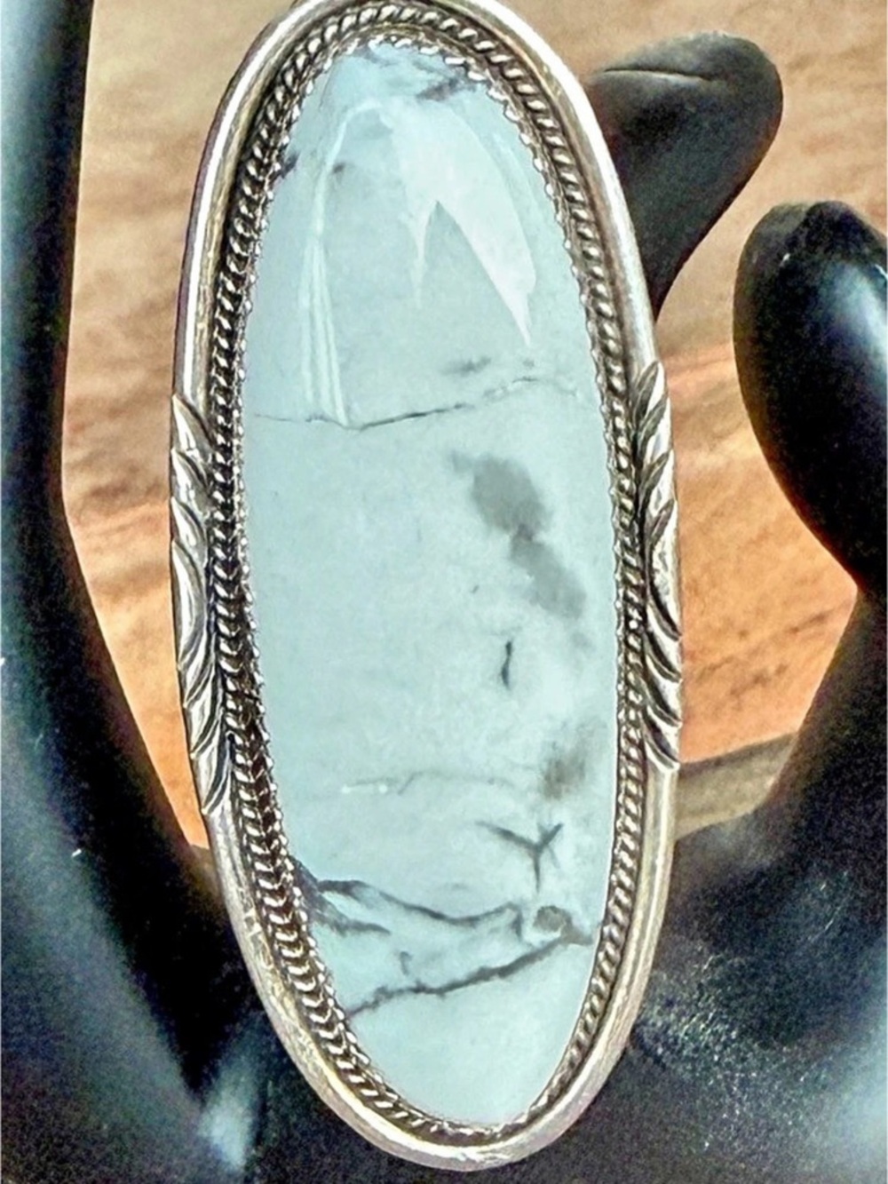 White Buffalo Sterling Silver Ring size 6